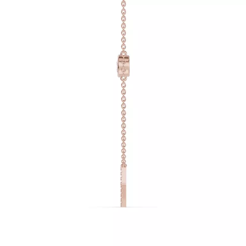 14K Rose Gold Bezel Diamond Pavé Initial Necklace - X