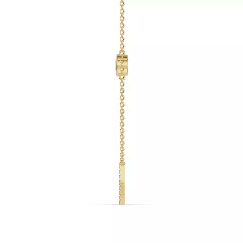 14K Yellow Gold Bezel Lab Diamond Pavé Initial Necklace - X