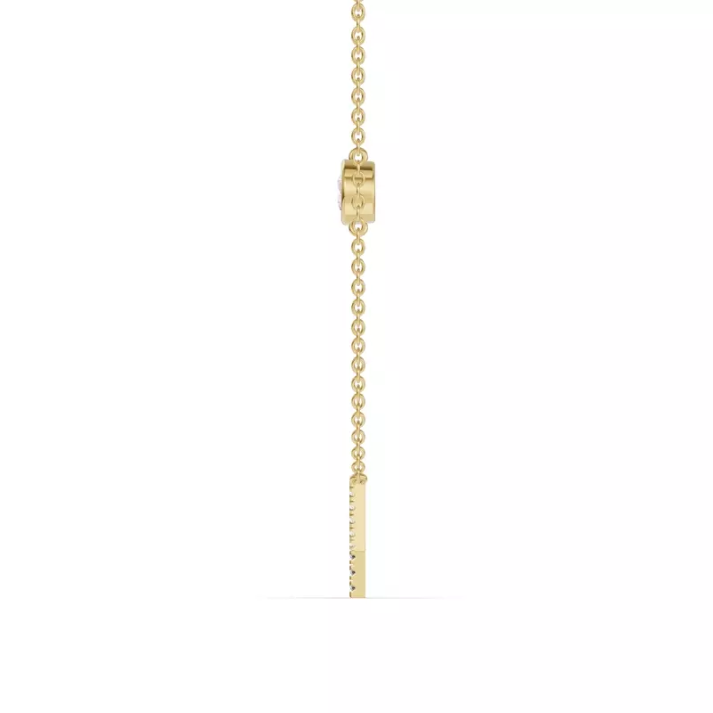 14K Yellow Gold Bezel Lab Diamond Pavé Initial Necklace - Y
