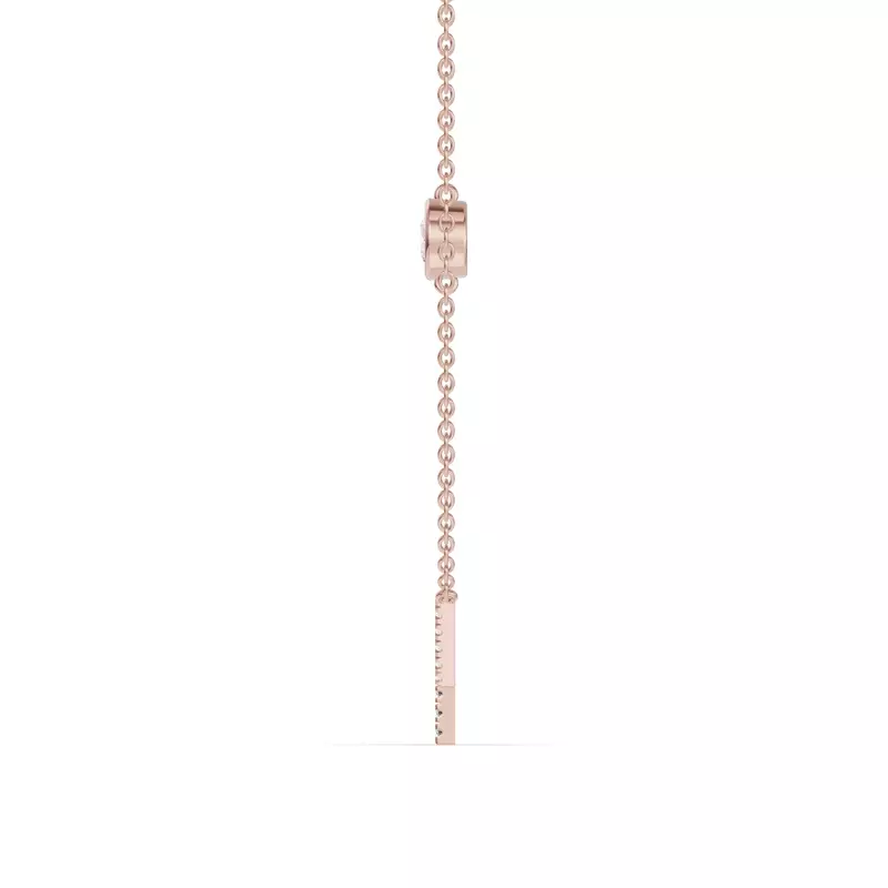 18K Rose Gold Bezel Lab Diamond Pavé Initial Necklace - Y