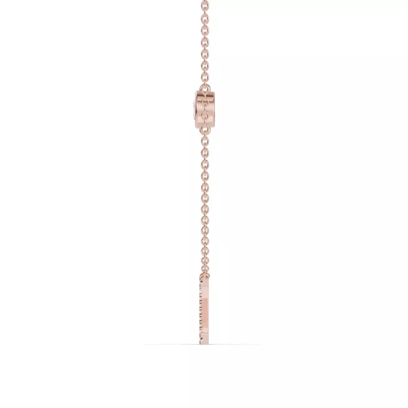 14K Rose Gold Bezel Diamond Pavé Initial Necklace - Z