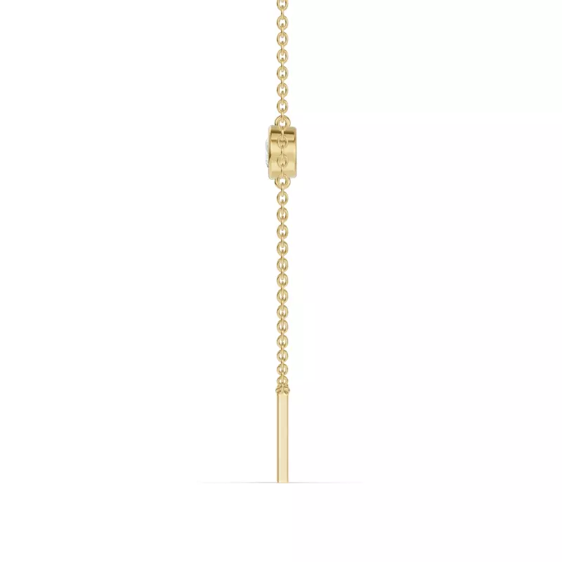 14K Yellow Gold Bezel Diamond Gold Initial Necklace - A