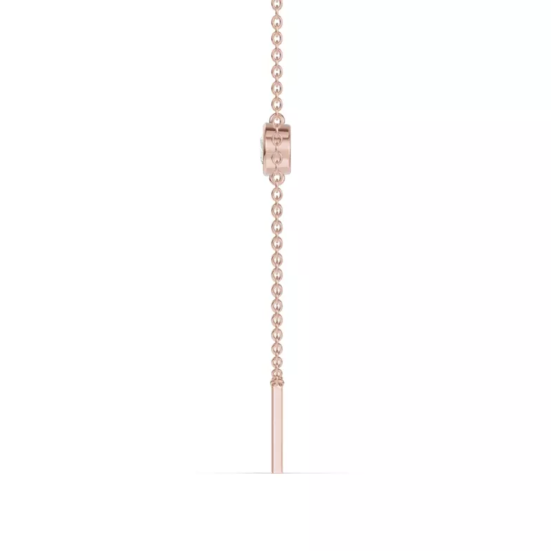 18K Rose Gold Bezel Lab Diamond Gold Initial Necklace - A