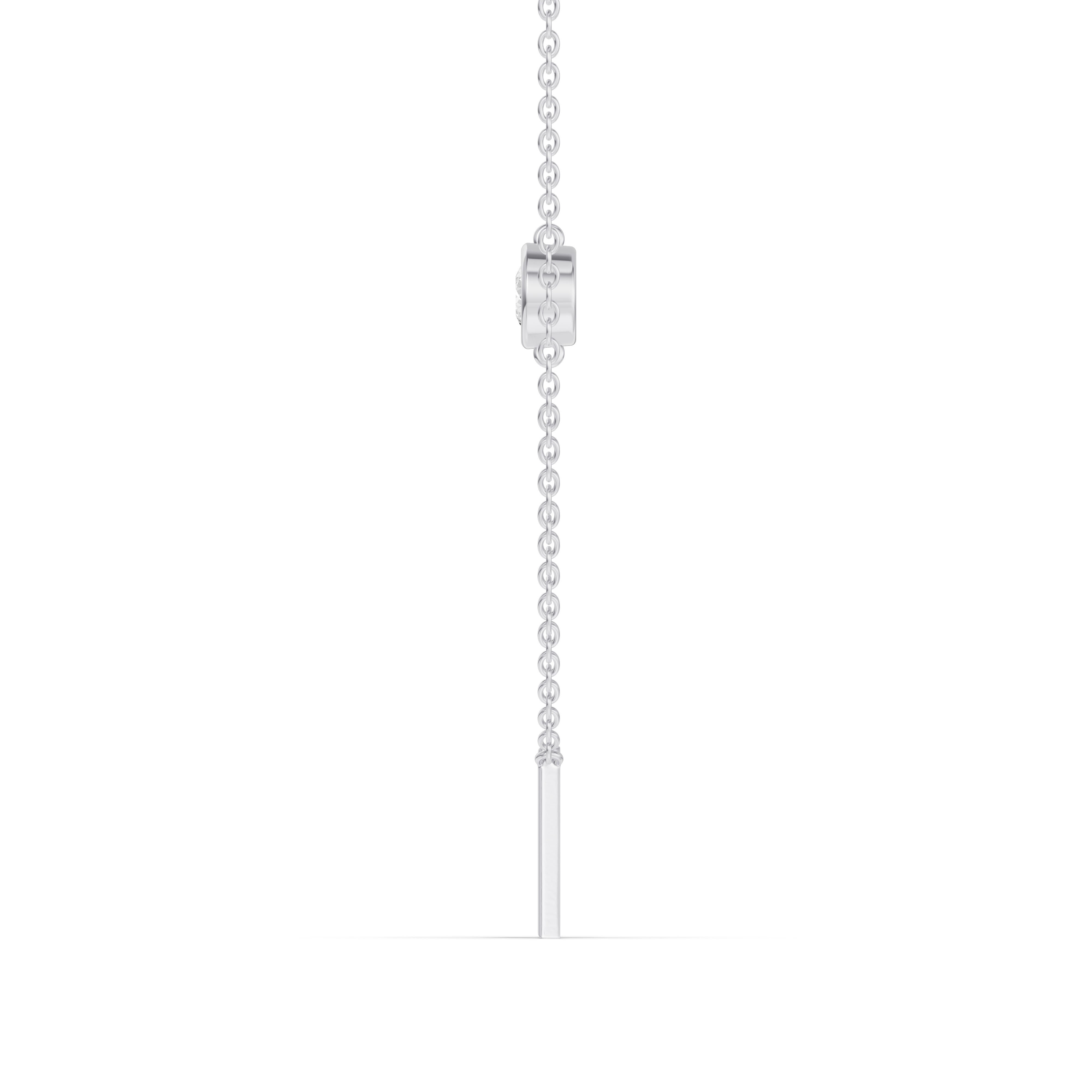 Platinum Bezel Lab Diamond Gold Initial Necklace - A