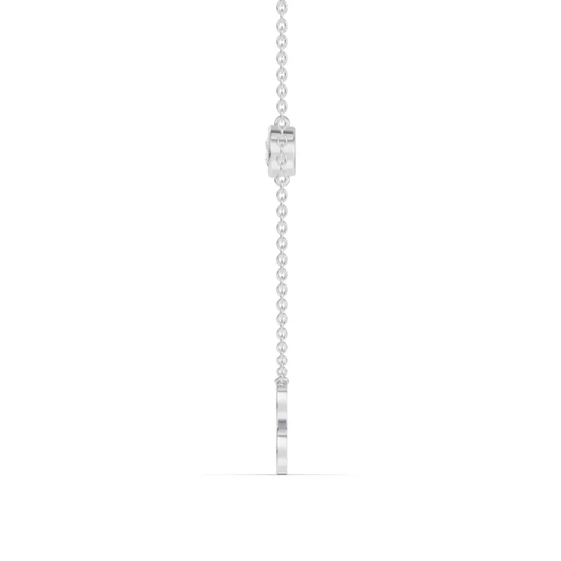 14K White Gold Bezel Lab Diamond Gold Initial Necklace - B