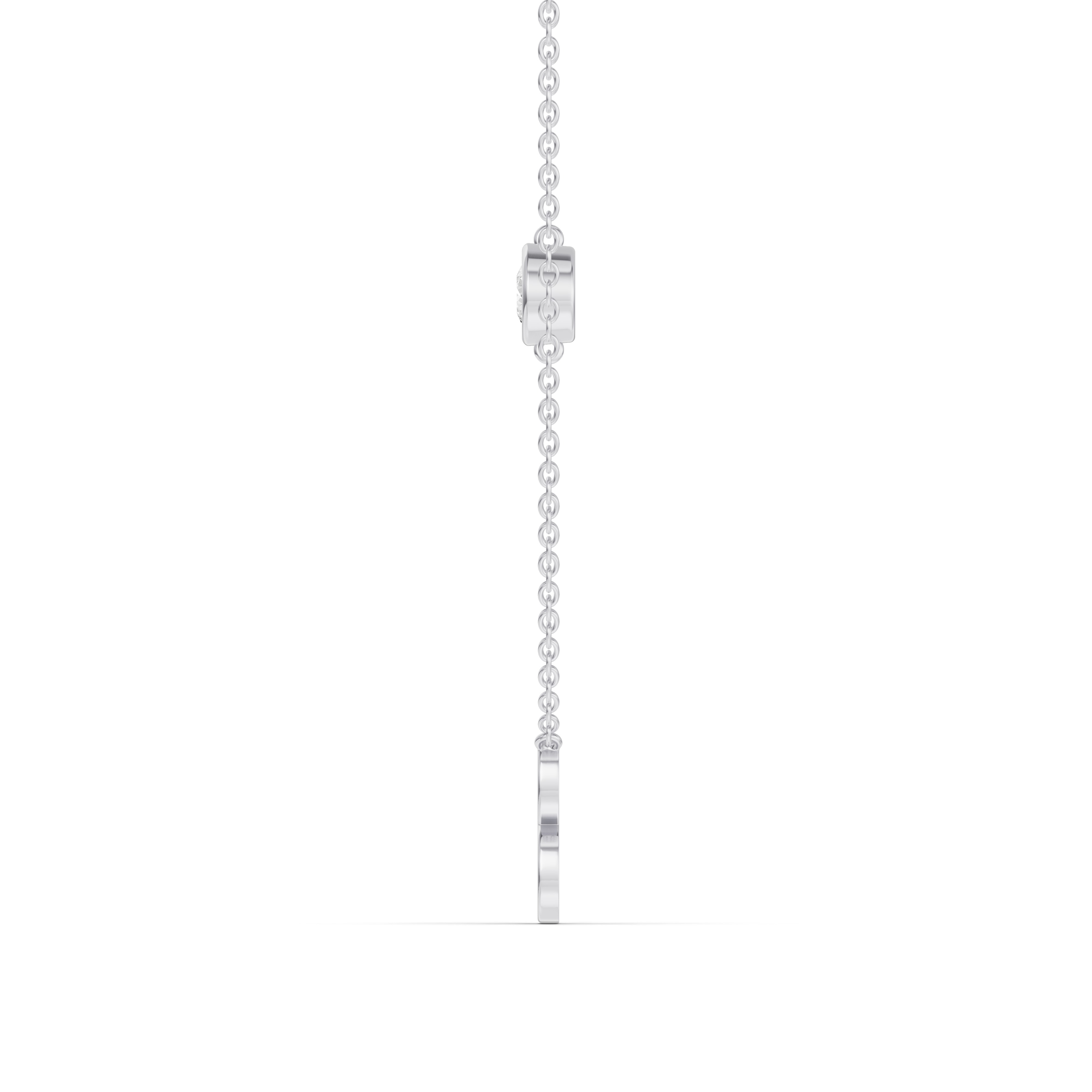 14K White Gold Bezel Diamond Gold Initial Necklace - B