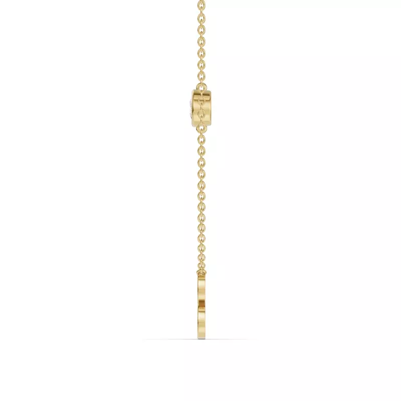 14K Yellow Gold Bezel Lab Diamond Gold Initial Necklace - B