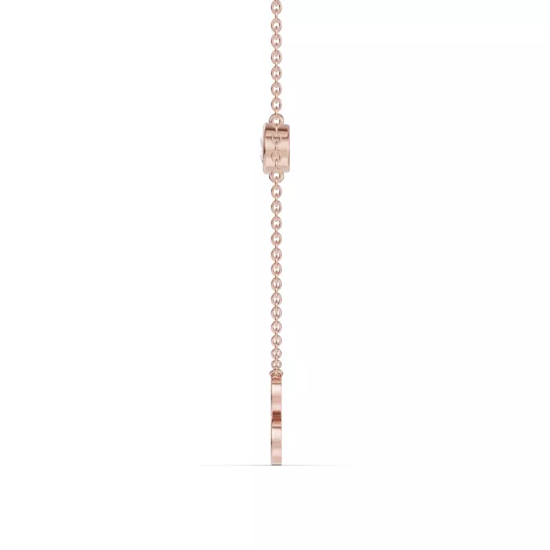 18K Rose Gold Bezel Lab Diamond Gold Initial Necklace - B