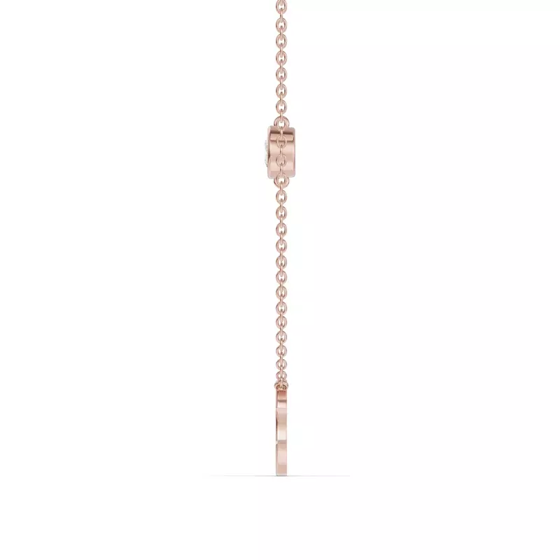 14K Rose Gold Bezel Lab Diamond Gold Initial Necklace - C