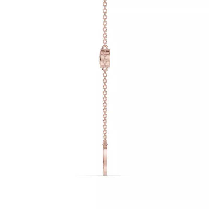 14K Rose Gold Bezel Lab Diamond Gold Initial Necklace - D