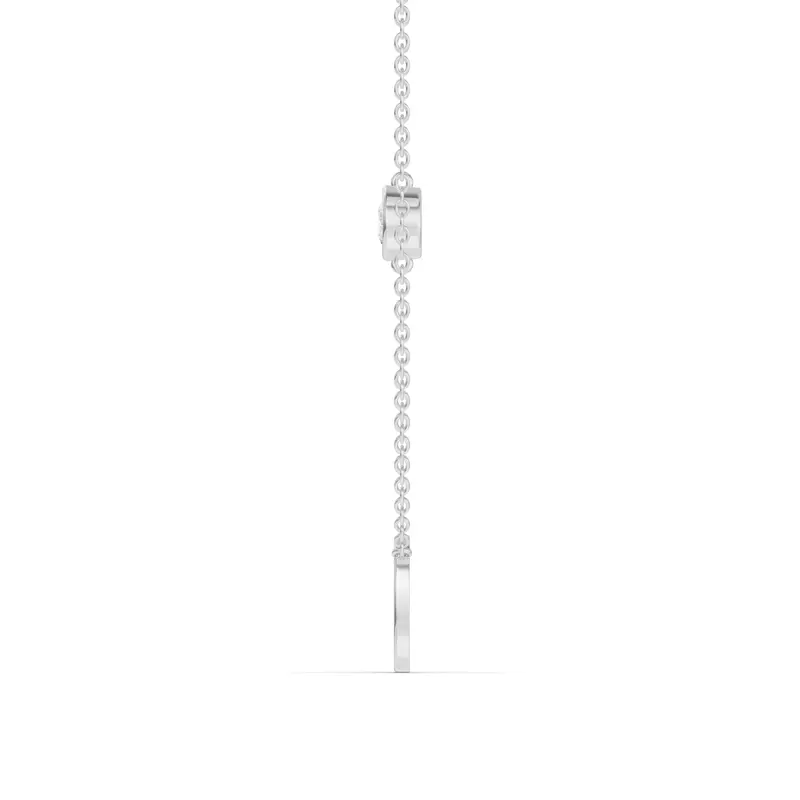 14K White Gold Bezel Lab Diamond Gold Initial Necklace - D