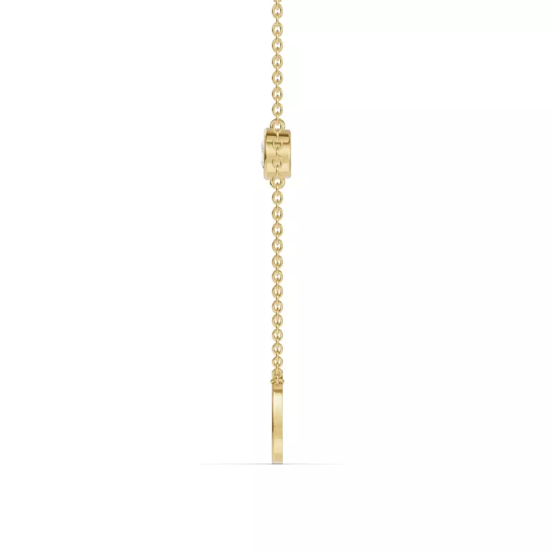 18K Yellow Gold Bezel Diamond Gold Initial Necklace - D