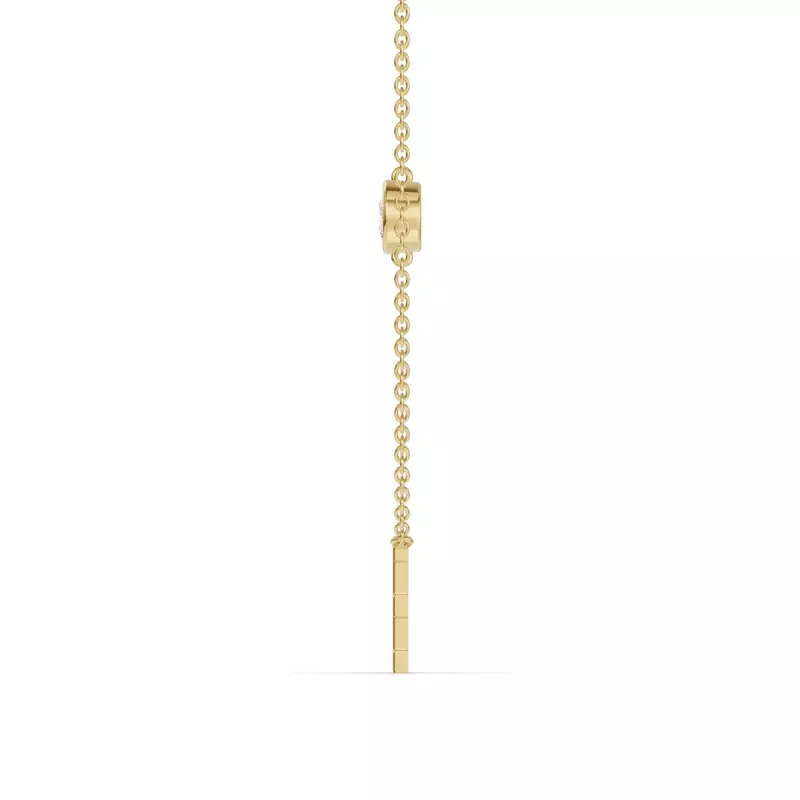 14K Yellow Gold Bezel Lab Diamond Gold Initial Necklace - E
