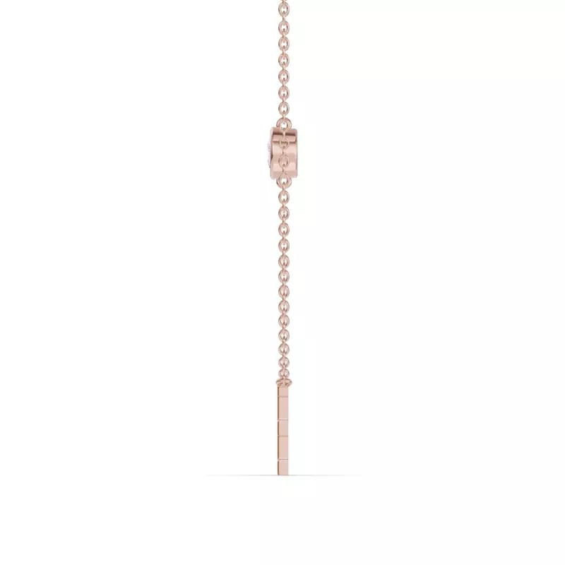 18K Rose Gold Bezel Lab Diamond Gold Initial Necklace - E