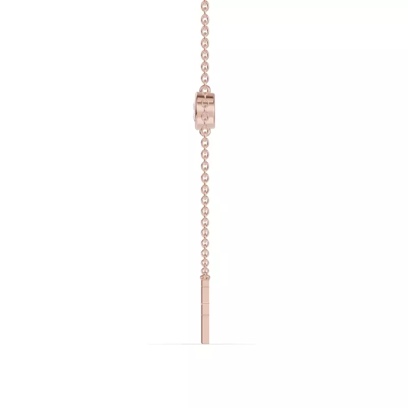 14K Rose Gold Bezel Lab Diamond Gold Initial Necklace - F