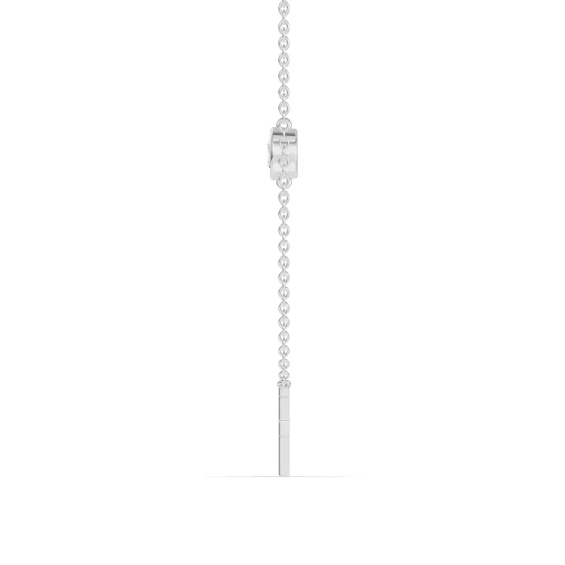 14K White Gold Bezel Diamond Gold Initial Necklace - F