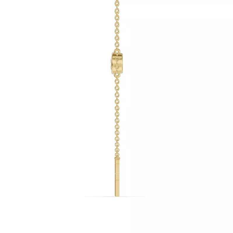18K Yellow Gold Bezel Diamond Gold Initial Necklace - F