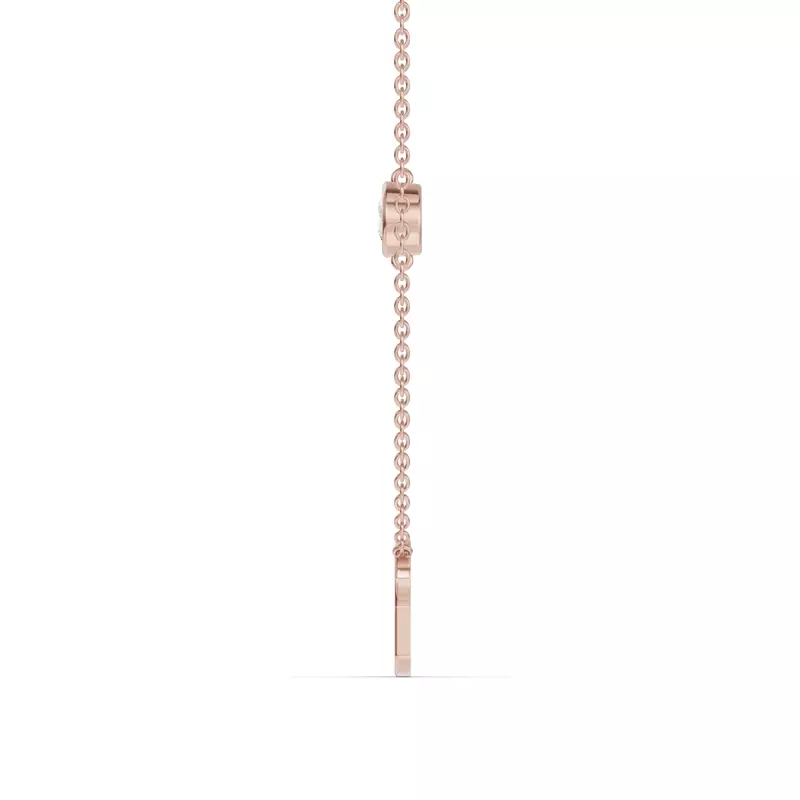 14K Rose Gold Bezel Diamond Gold Initial Necklace - G