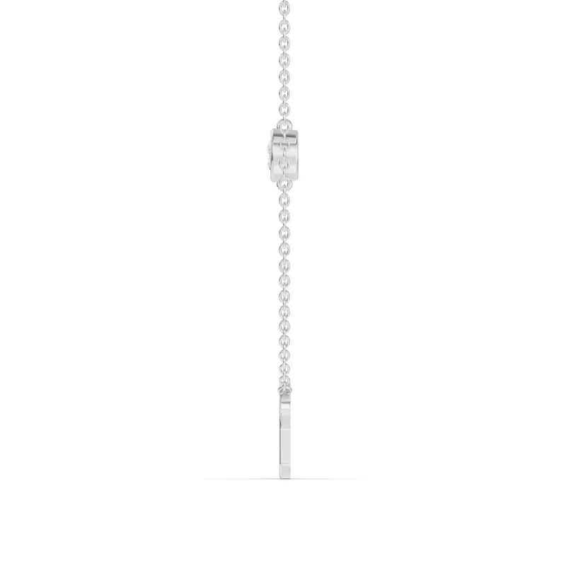14K White Gold Bezel Diamond Gold Initial Necklace - G