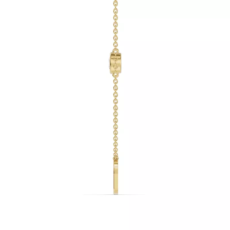 14K Yellow Gold Bezel Diamond Gold Initial Necklace - G