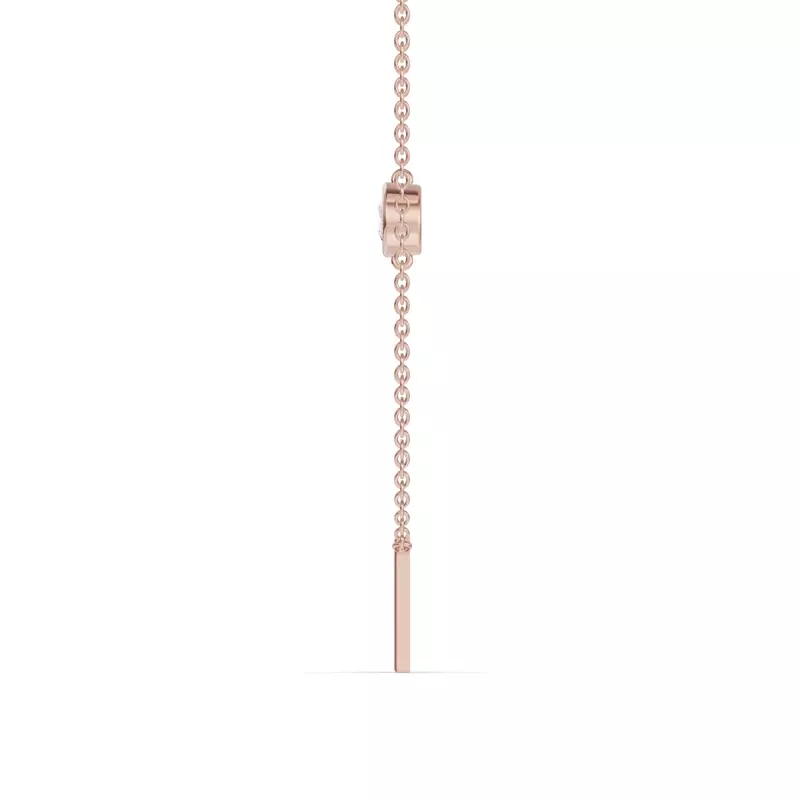 14K Rose Gold Bezel Lab Diamond Gold Initial Necklace - H