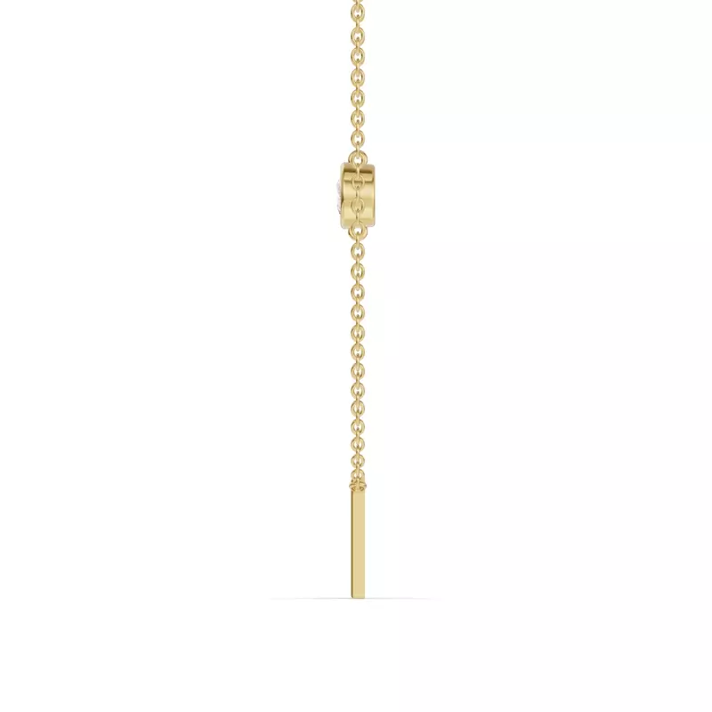14K Yellow Gold Bezel Diamond Gold Initial Necklace - H