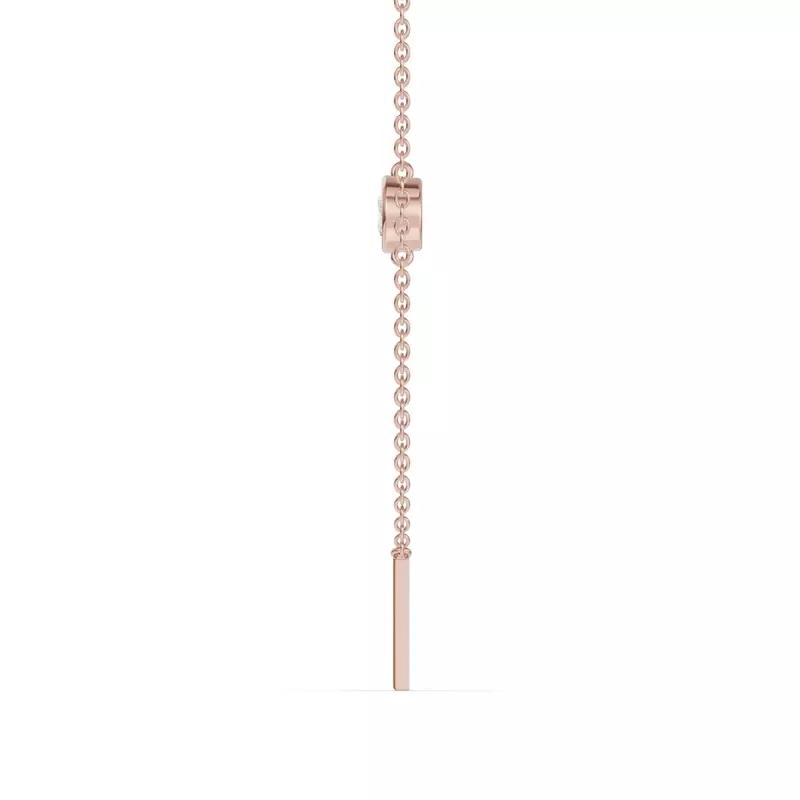 14K Rose Gold Bezel Diamond Gold Initial Necklace - I
