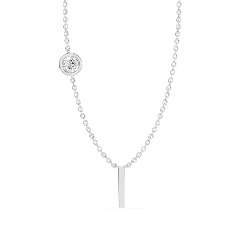 Bezel Lab Diamond Gold Initial Necklace - I