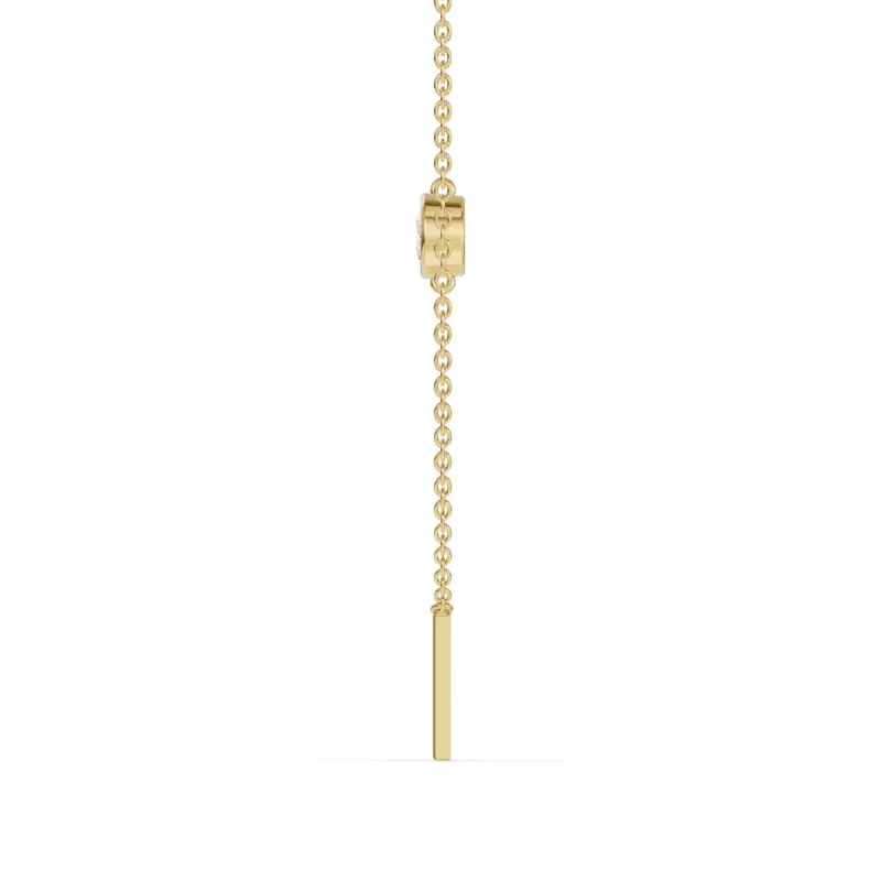 14K Yellow Gold Bezel Diamond Gold Initial Necklace - I