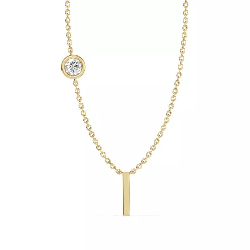 Bezel Lab Diamond Gold Initial Necklace - I