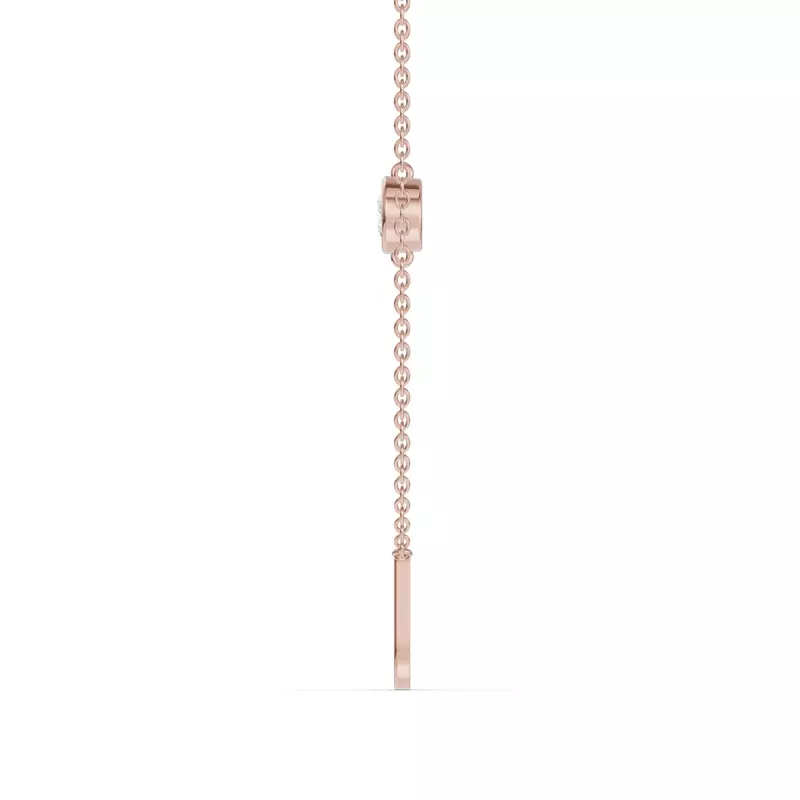 14K Rose Gold Bezel Diamond Gold Initial Necklace - J