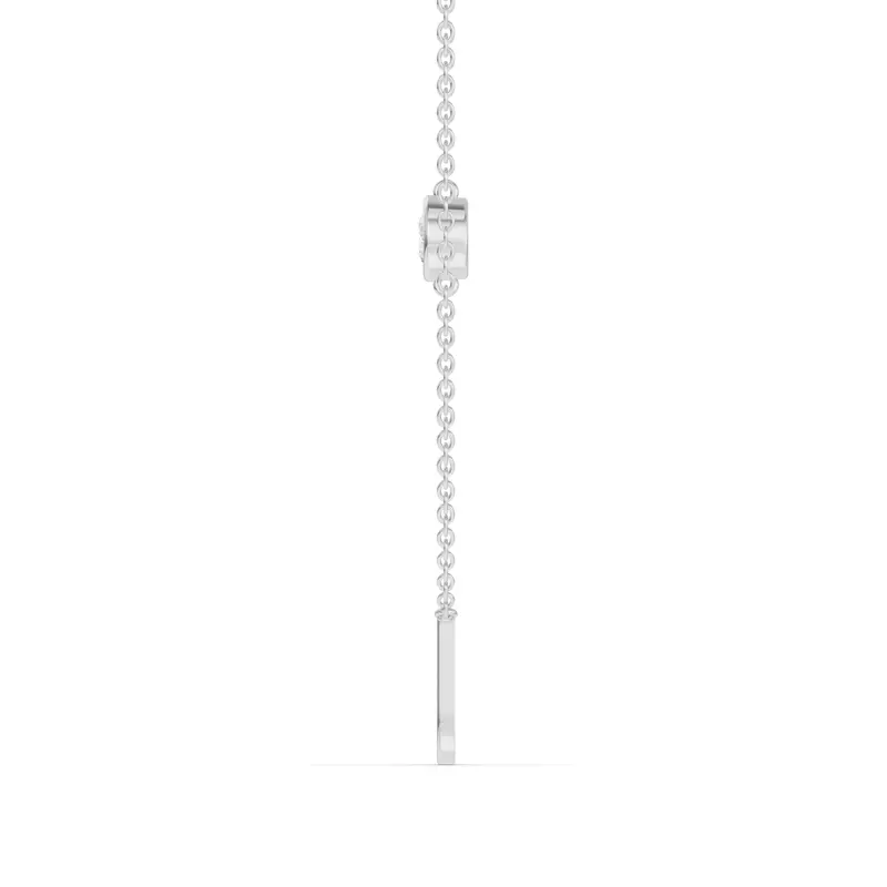 14K White Gold Bezel Lab Diamond Gold Initial Necklace - J