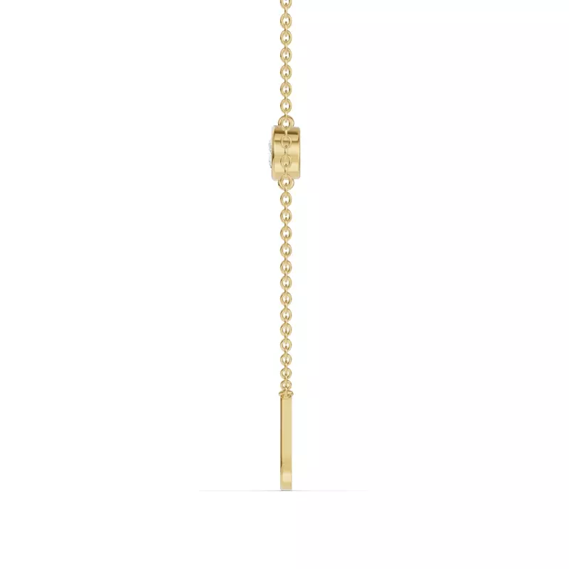 18K Yellow Gold Bezel Diamond Gold Initial Necklace - J