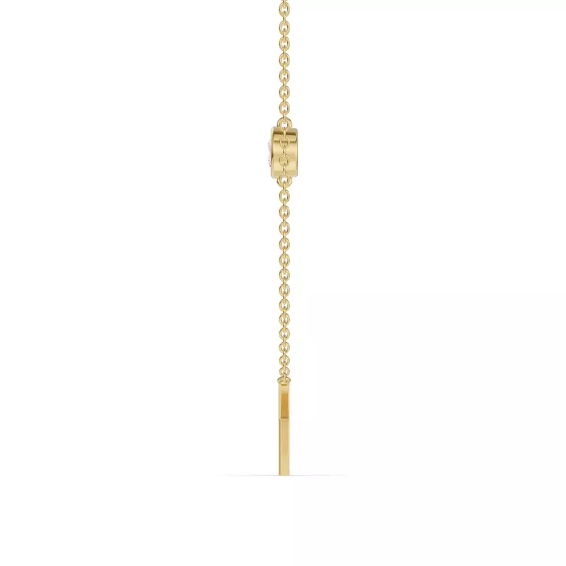 14K Yellow Gold Bezel Lab Diamond Gold Initial Necklace - K
