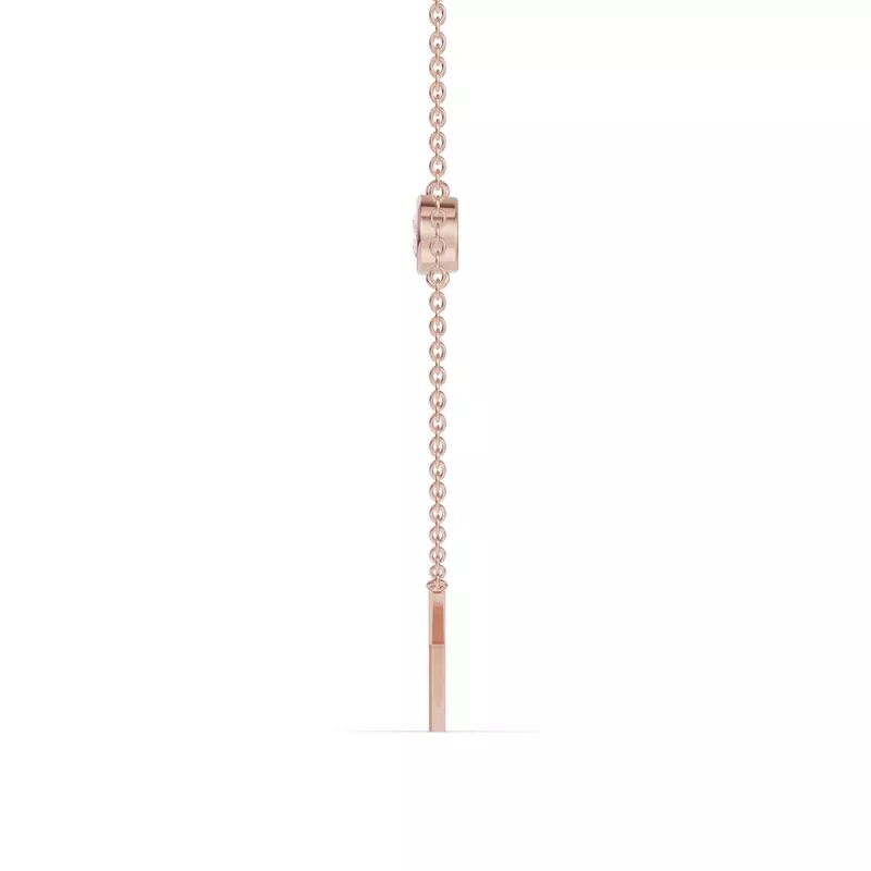 18K Rose Gold Bezel Diamond Gold Initial Necklace - K