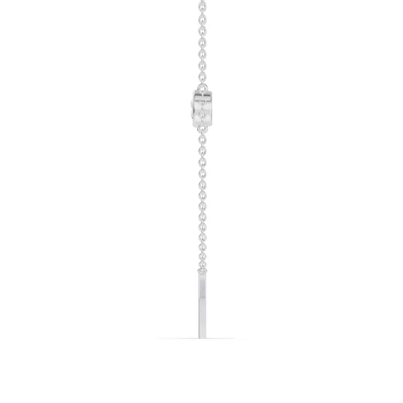 18K White Gold Bezel Lab Diamond Gold Initial Necklace - K
