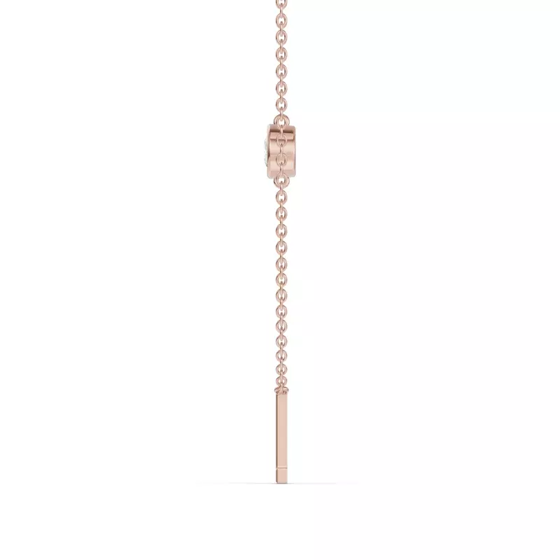 14K Rose Gold Bezel Diamond Gold Initial Necklace - L