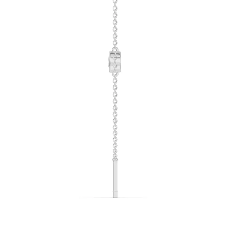 14K White Gold Bezel Lab Diamond Gold Initial Necklace - L