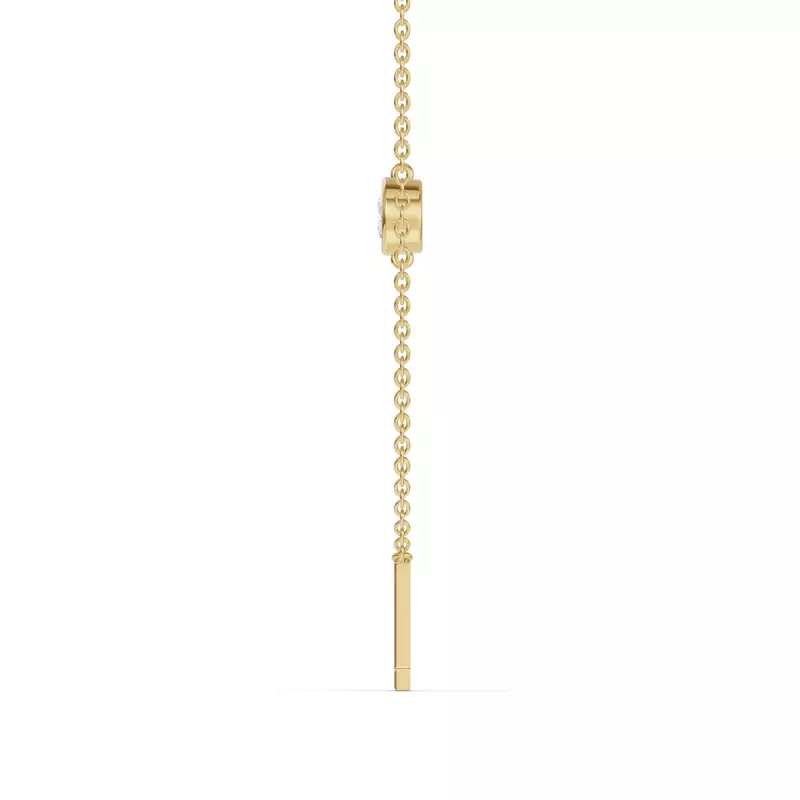 14K Yellow Gold Bezel Lab Diamond Gold Initial Necklace - L