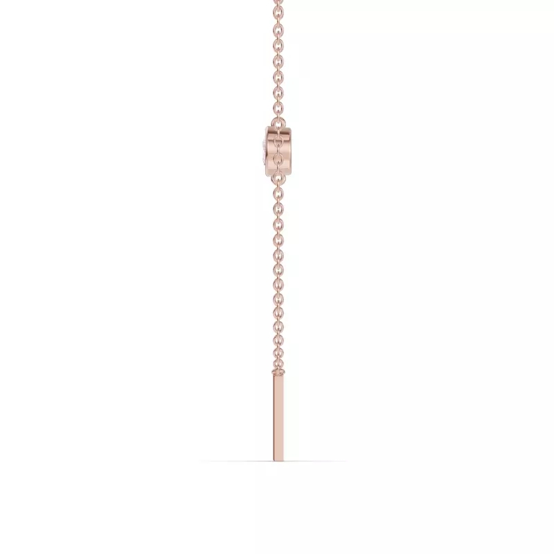14K Rose Gold Bezel Diamond Gold Initial Necklace - M