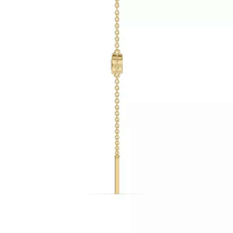 14K Yellow Gold Bezel Lab Diamond Gold Initial Necklace - M
