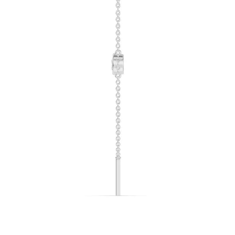 18K White Gold Bezel Diamond Gold Initial Necklace - M
