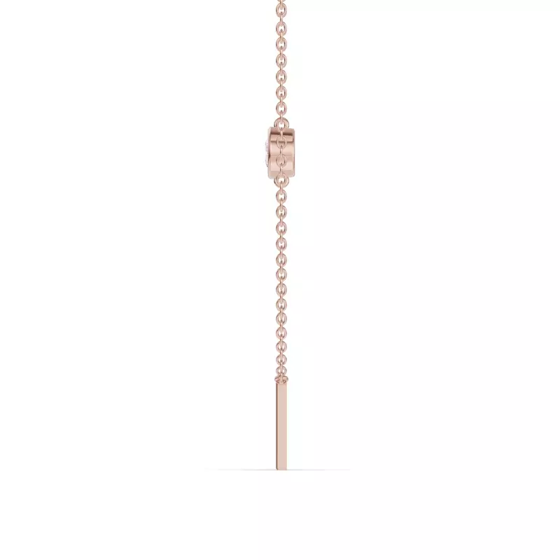 18K Rose Gold Bezel Diamond Gold Initial Necklace - N