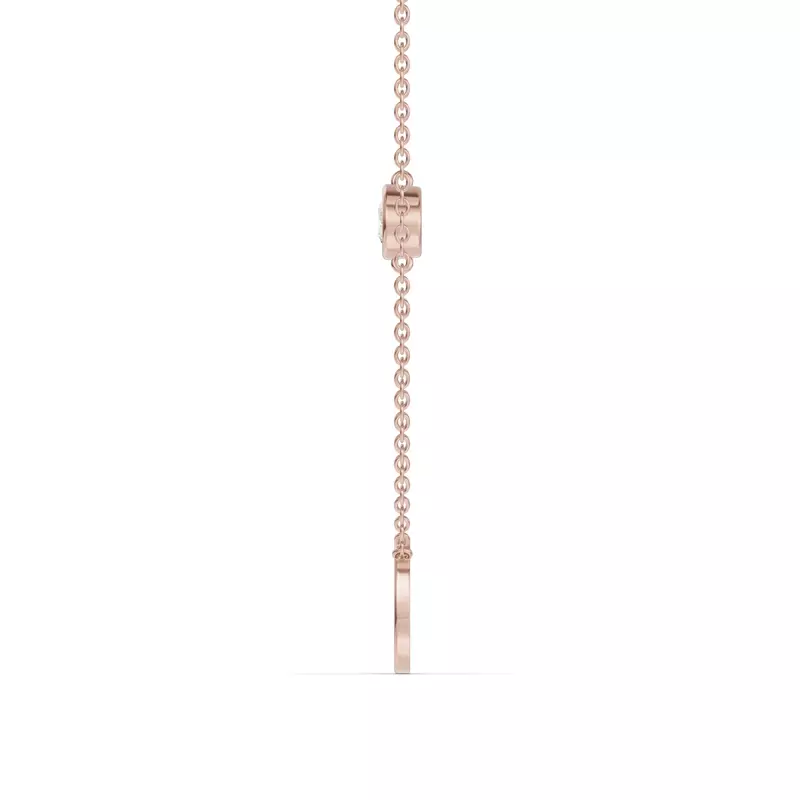 14K Rose Gold Bezel Diamond Gold Initial Necklace - O