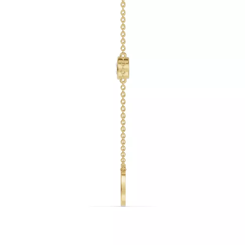 14K Yellow Gold Bezel Lab Diamond Gold Initial Necklace - O