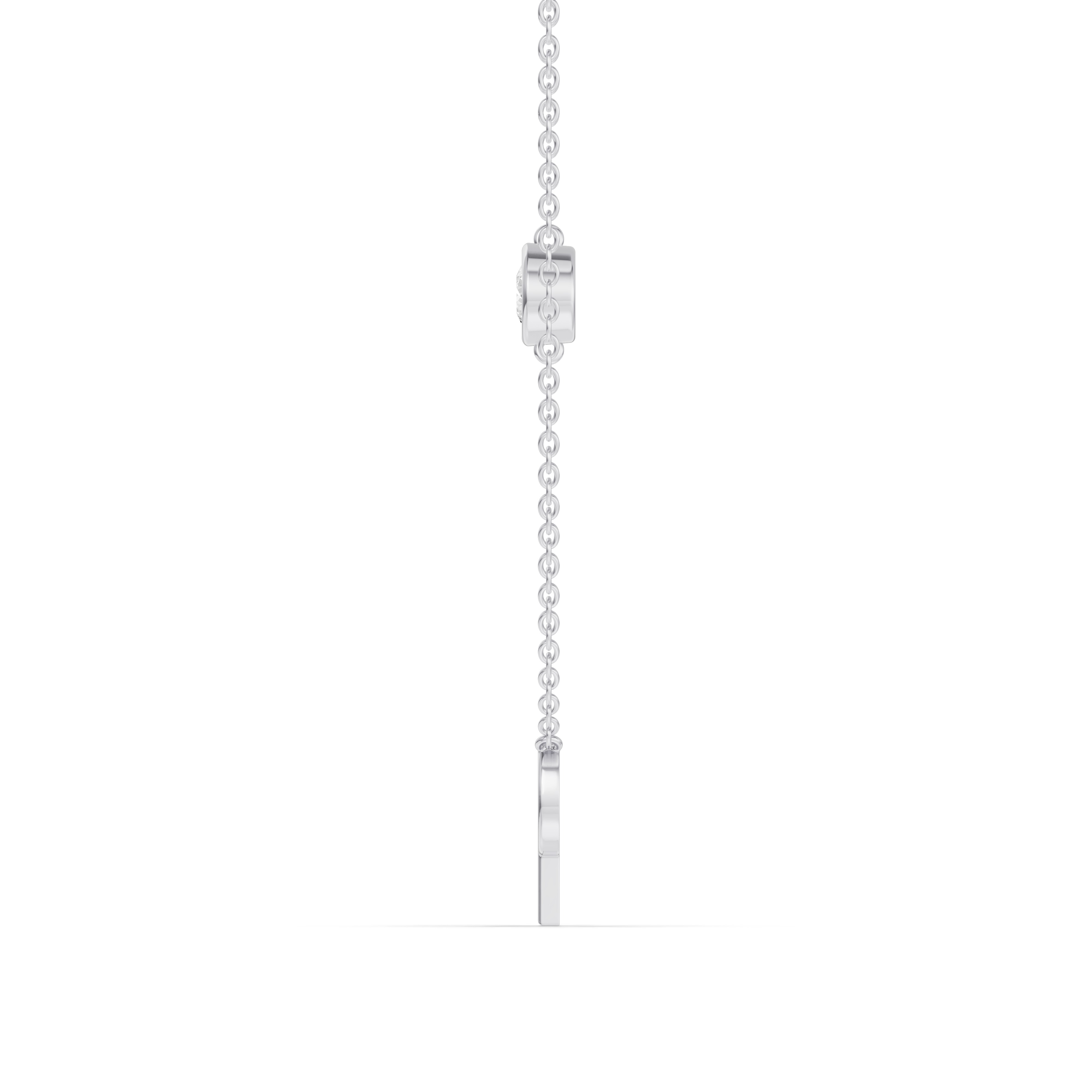 14K White Gold Bezel Lab Diamond Gold Initial Necklace - P
