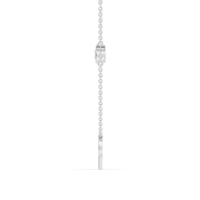 14K White Gold Bezel Diamond Gold Initial Necklace - P