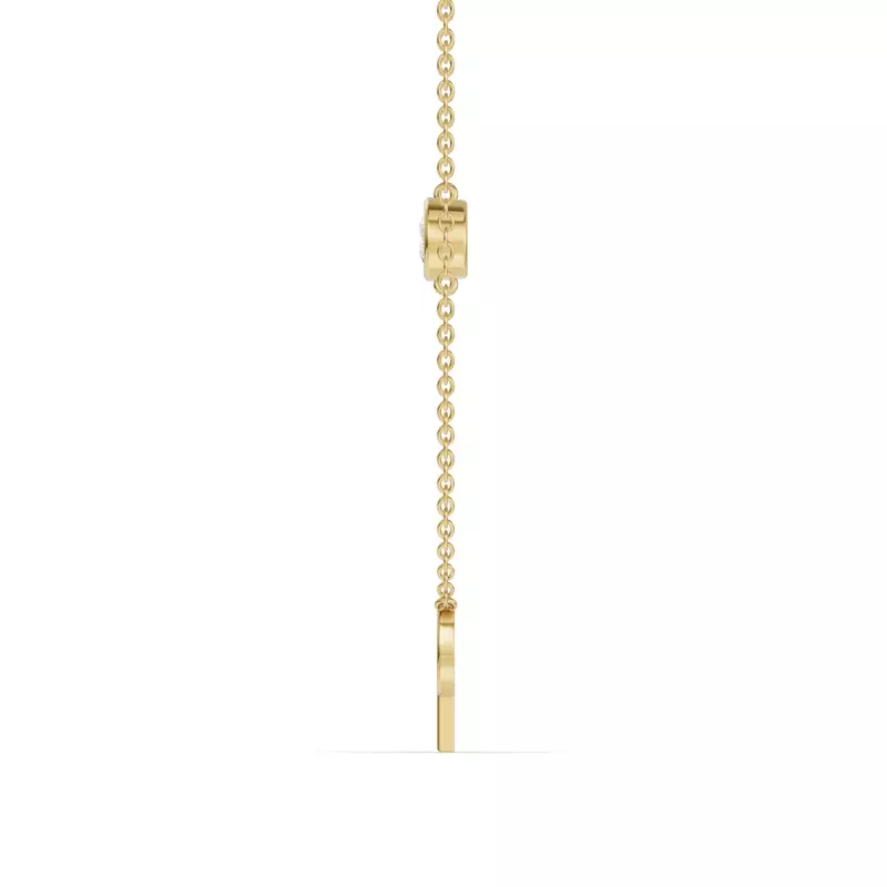 14K Yellow Gold Bezel Diamond Gold Initial Necklace - P