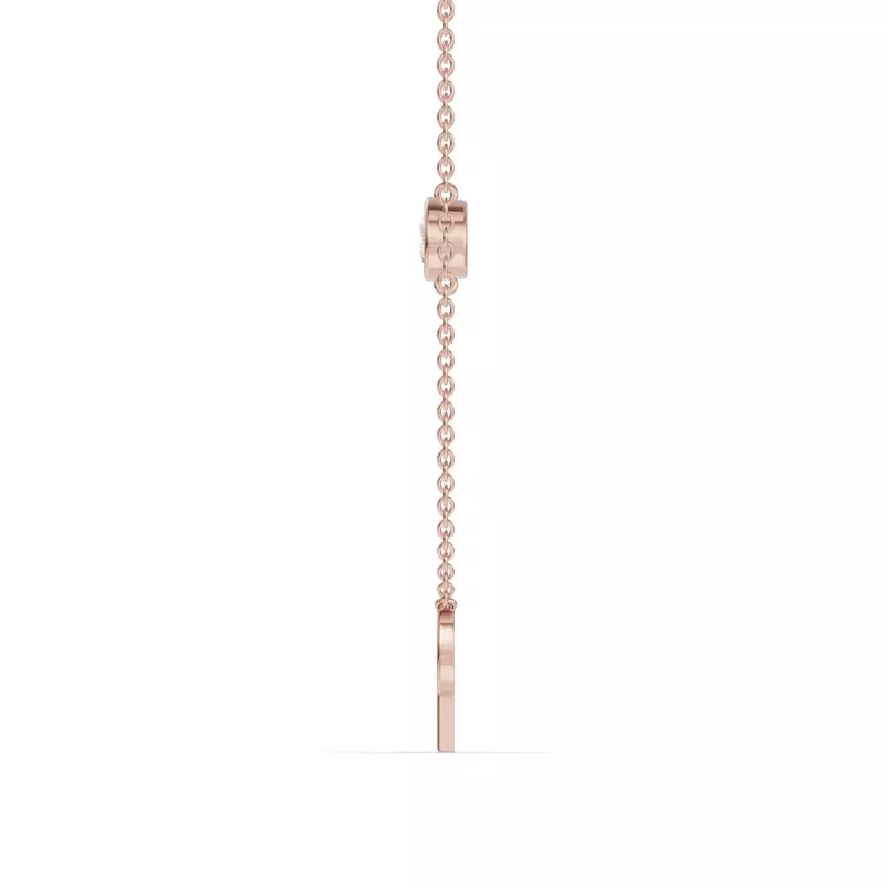 18K Rose Gold Bezel Lab Diamond Gold Initial Necklace - P