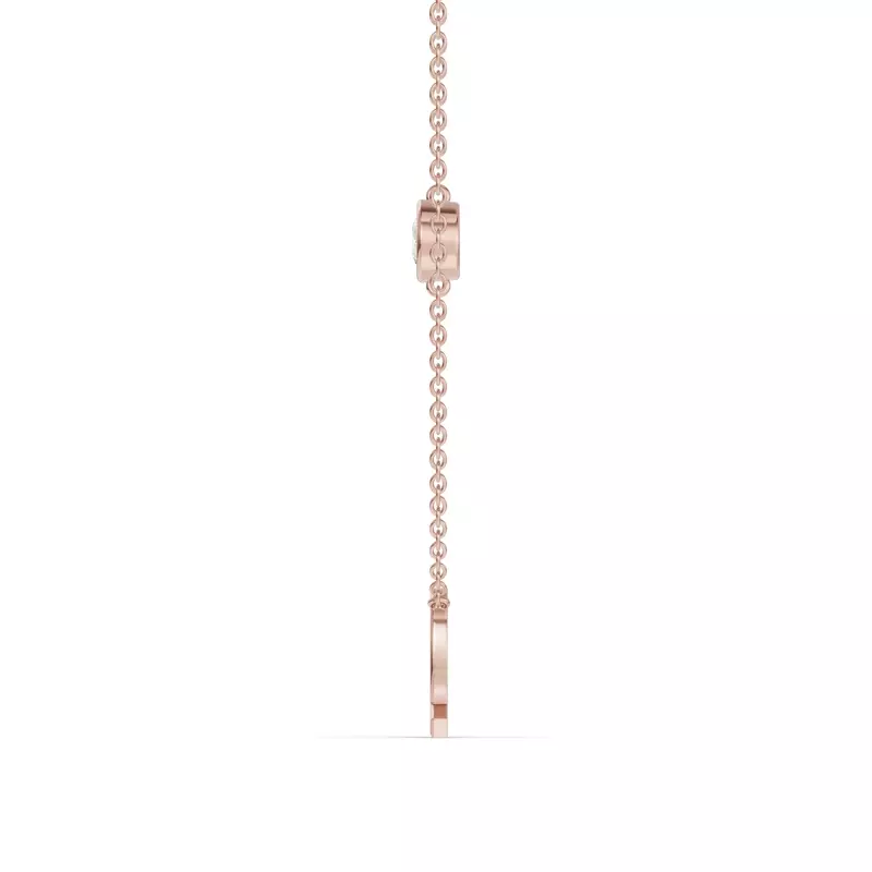 14K Rose Gold Bezel Lab Diamond Gold Initial Necklace - Q